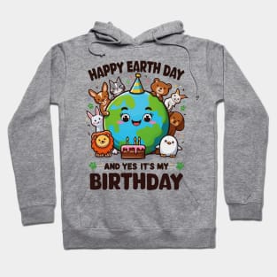 Happy Earth Day It's My Birthday Born On Earth Day 2024 Kids Hoodie
